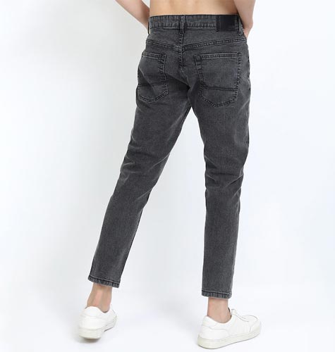Men Charcoal Tapered Fit Stretchable Jeans